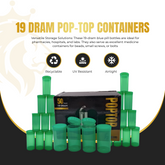 19 Dram Pop Top Containers – Premium Airtight & Smell-Proof Vials for Herbs, Supplements & Small Items | 50 or 100 Pack